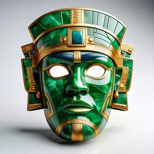 Ancient Jade and Gold Ritual Mask