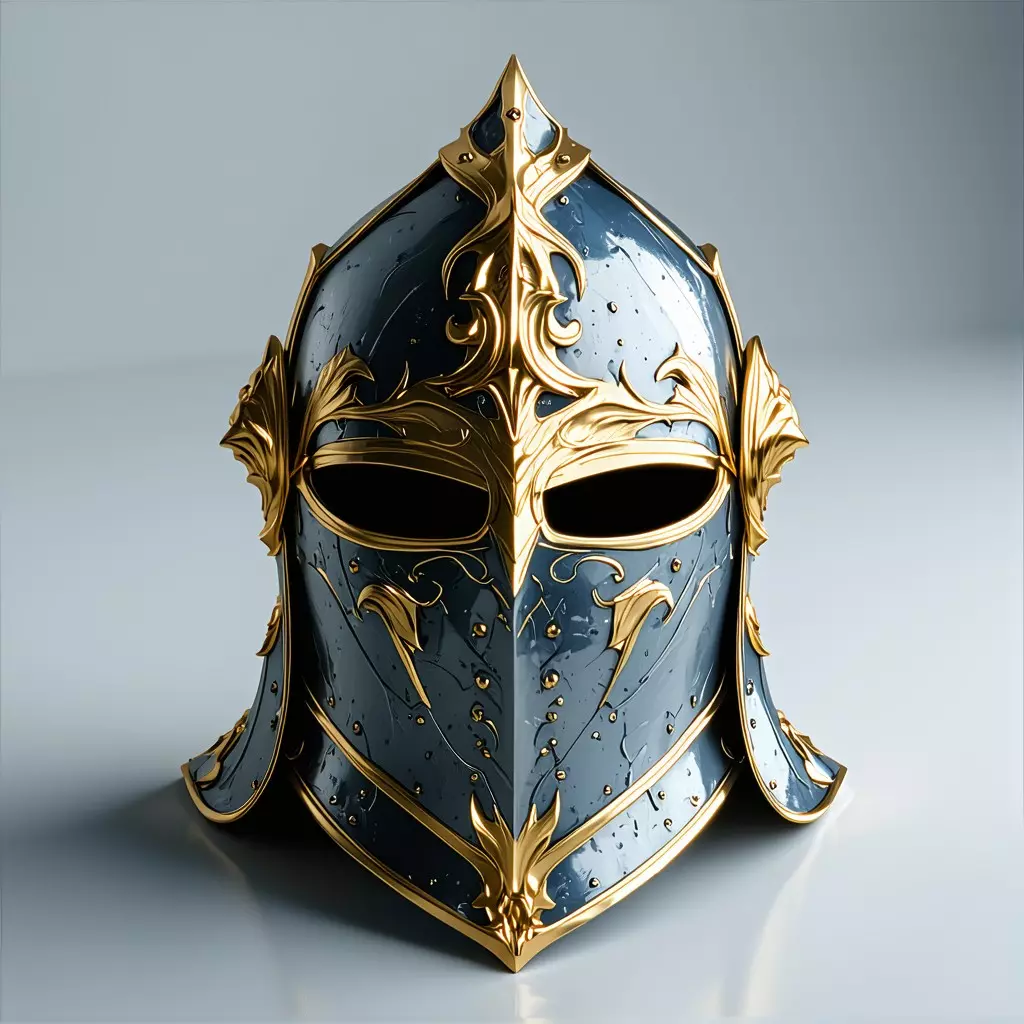 Ornate Fantasy Knight Helmet Low-poly 3D model_0
