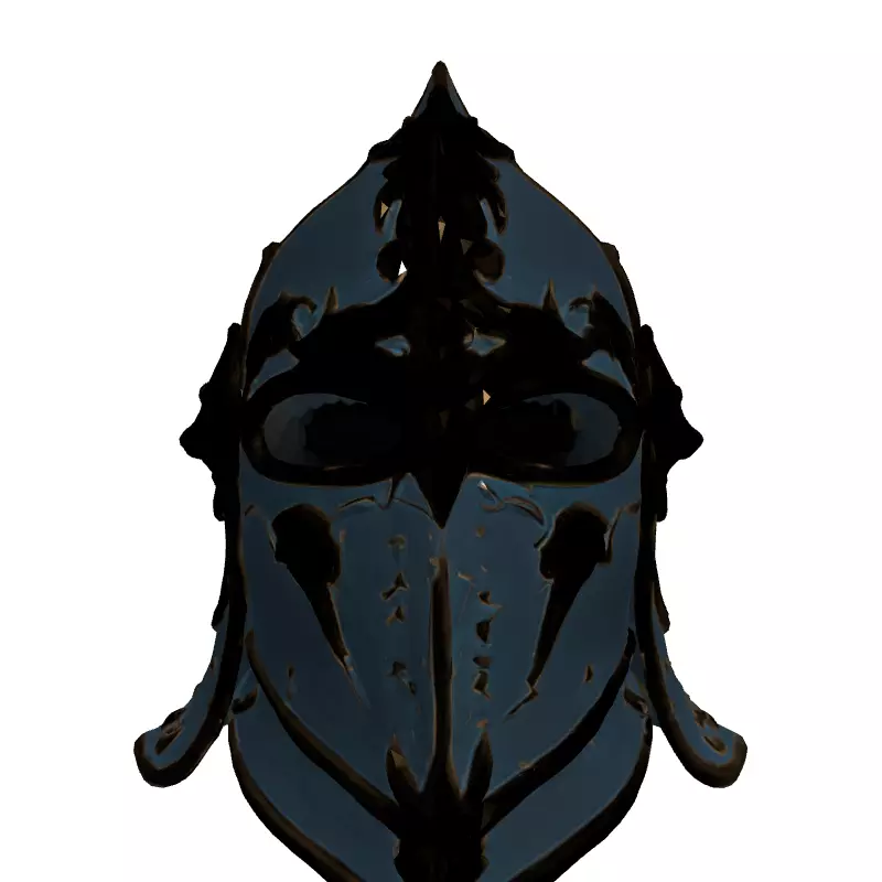 Ornate Fantasy Knight Helmet Low-poly 3D model_4