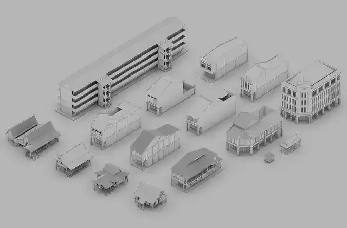 Malaysia Asia Building Collection Realistic 3D Architecture Pack 7