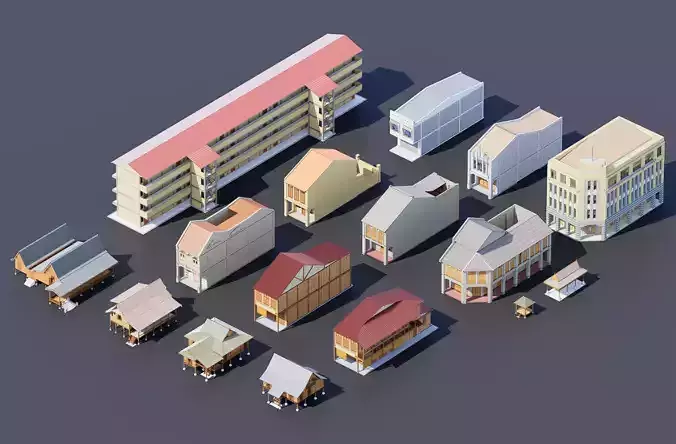 Malaysia Asia Building Collection Realistic 3D Architecture Pack 5
