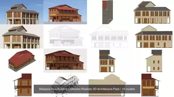 Malaysia Asia Building Collection Realistic 3D Architecture Pack 4