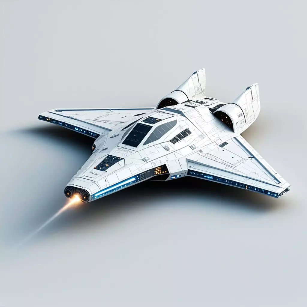 SciFi Starship Interceptor MKI Low-poly 3D model_0