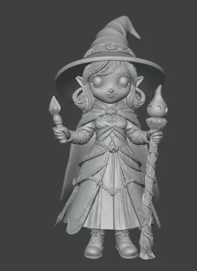 Cartoon Female Witch Chibi Magic 3D print model_1
