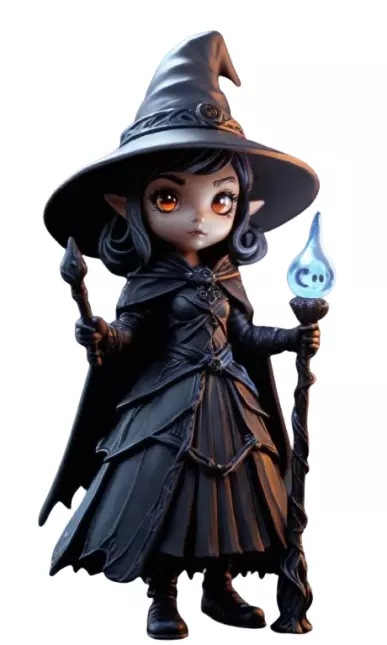 Cartoon Female Witch Chibi Magic 3D print model_0