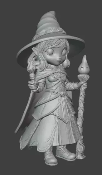 Cartoon Female Witch Chibi Magic 3D print model_4