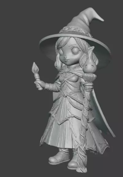 Cartoon Female Witch Chibi Magic 3D print model_2