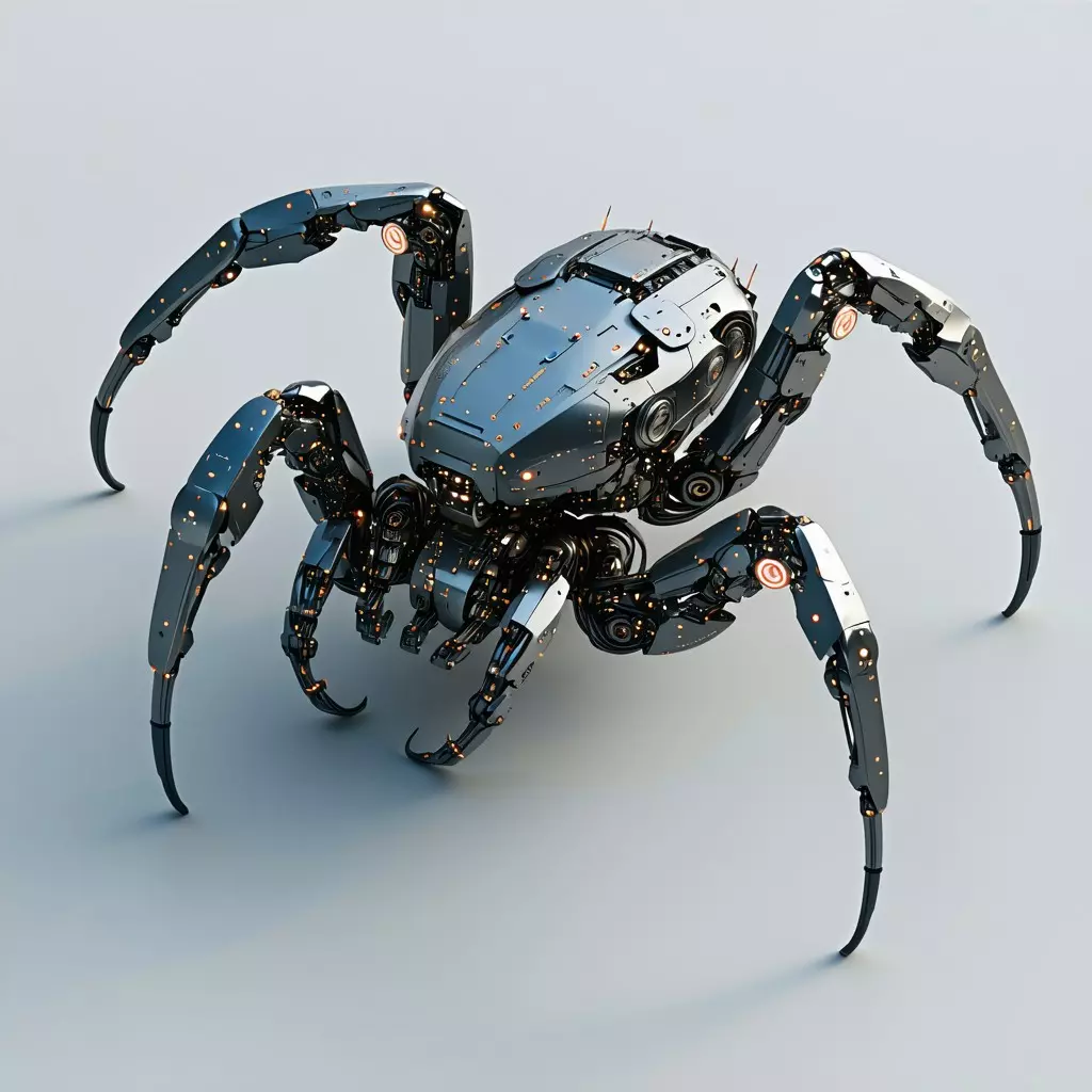 SciFi Mechanical Spider Robot Rigged Low-poly 3D model_0