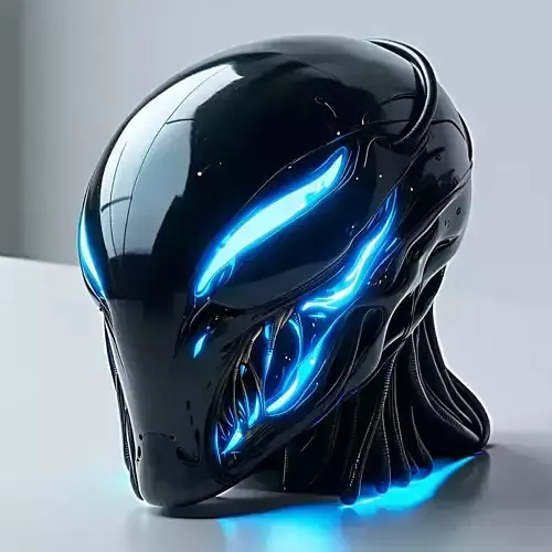 SciFi Alien Helmet with Blue Lights Low-poly 3D model SciFi Alien Helmet with Blue Lights Low-poly 3D model