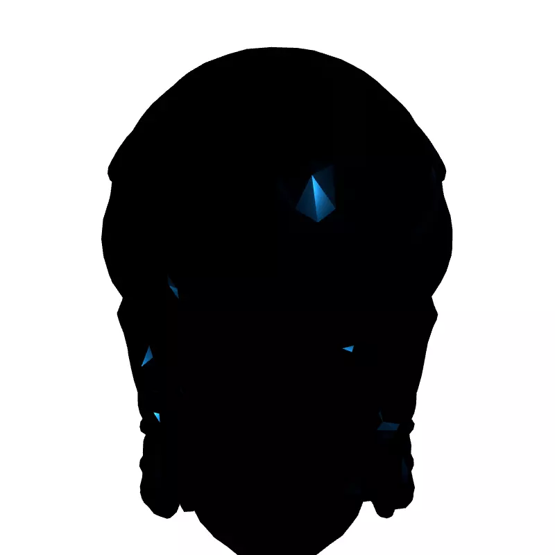 SciFi Alien Helmet with Blue Lights Low-poly 3D model_4