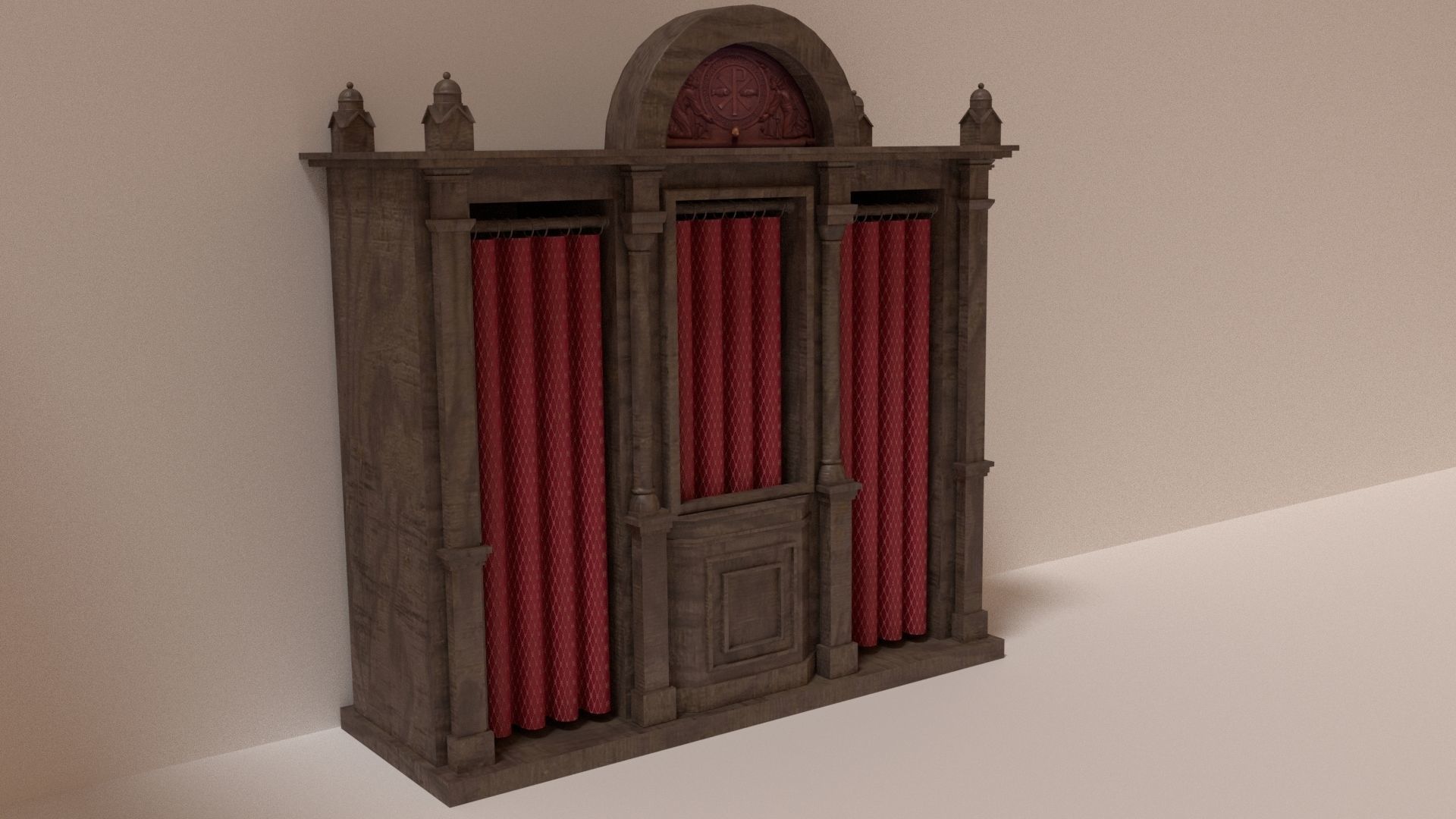 confessional chair 3D model_3