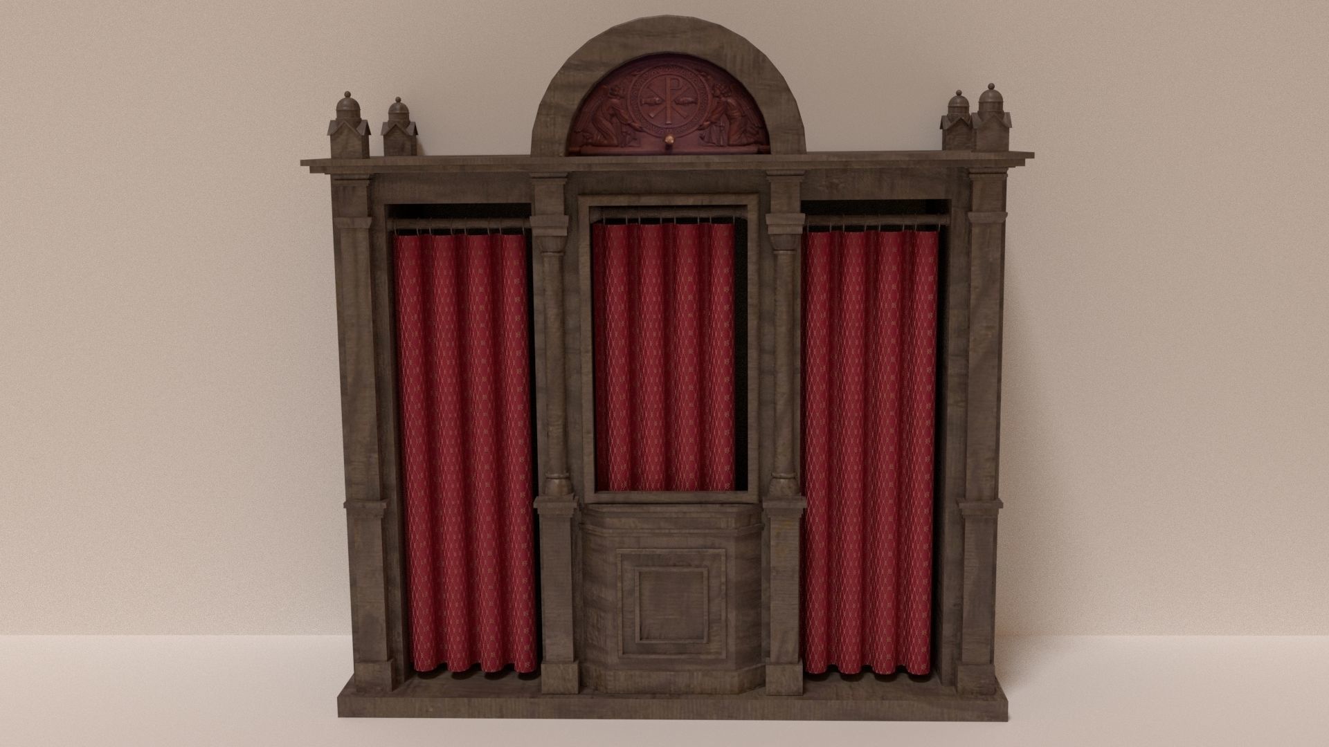 confessional chair 3D model_2