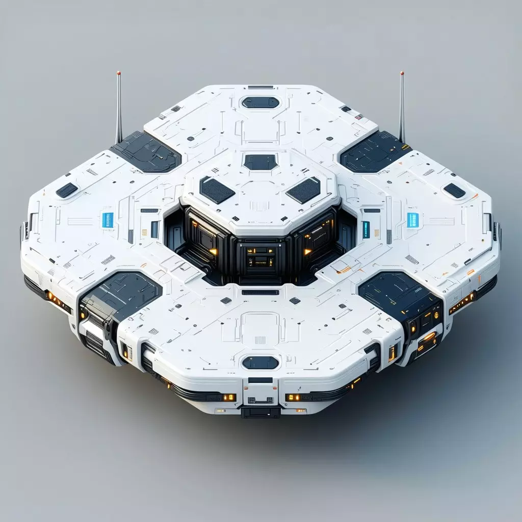 SciFi Hexagonal Landing Platform Low-poly 3D model_0