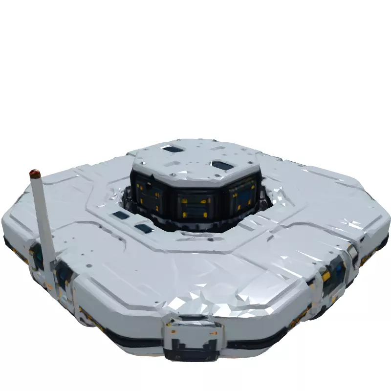 SciFi Hexagonal Landing Platform Low-poly 3D model_6