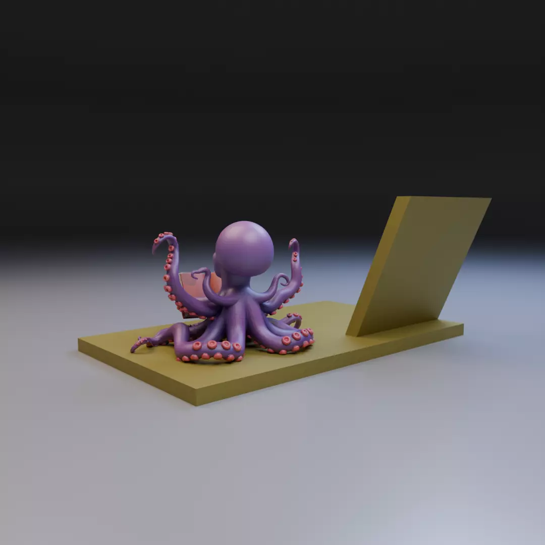 scholar octopus book stand 3D print model_9