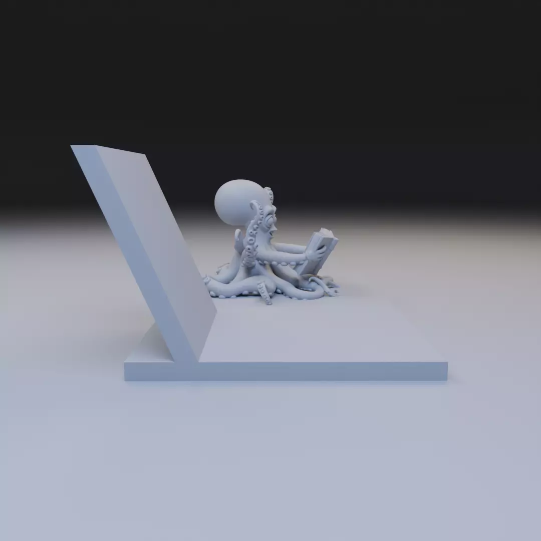 scholar octopus book stand 3D print model_6
