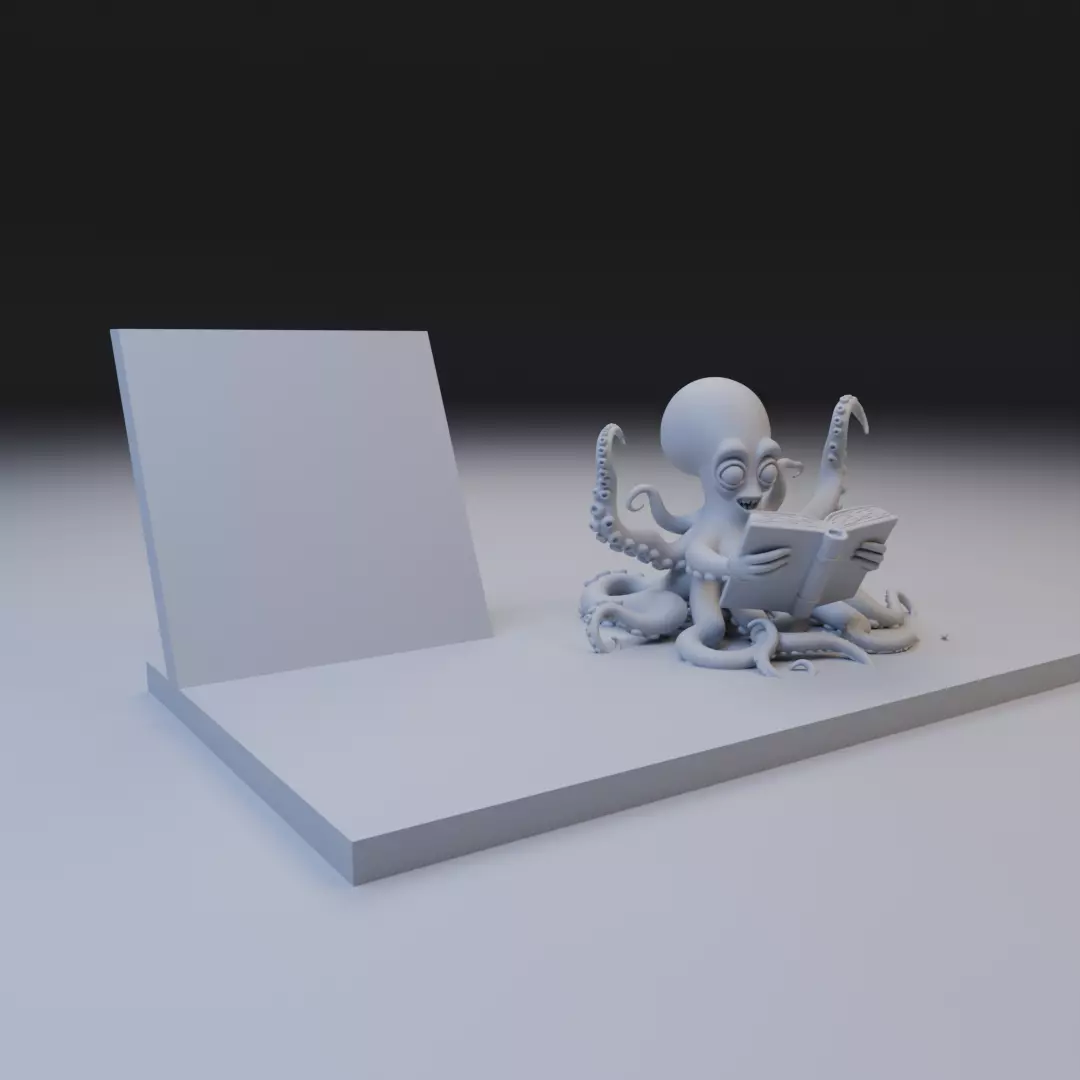 scholar octopus book stand 3D print model_14