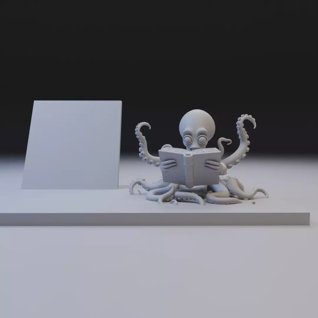 scholar octopus book stand 3D print model_2