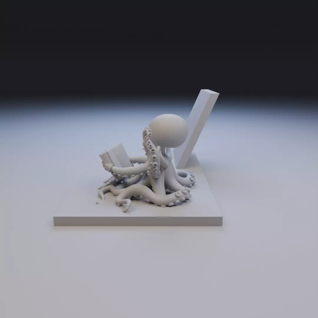 scholar octopus book stand 3D print model_16