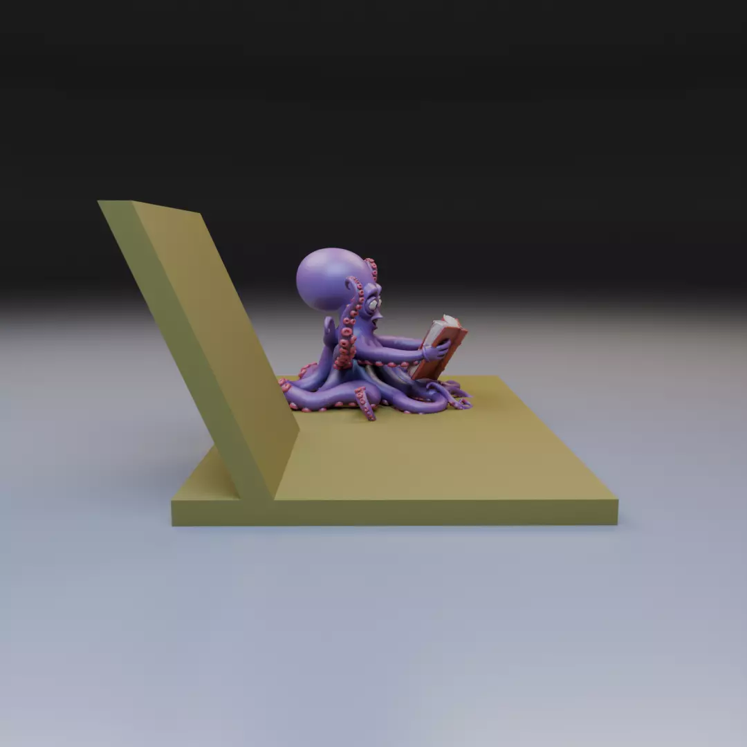 scholar octopus book stand 3D print model_5