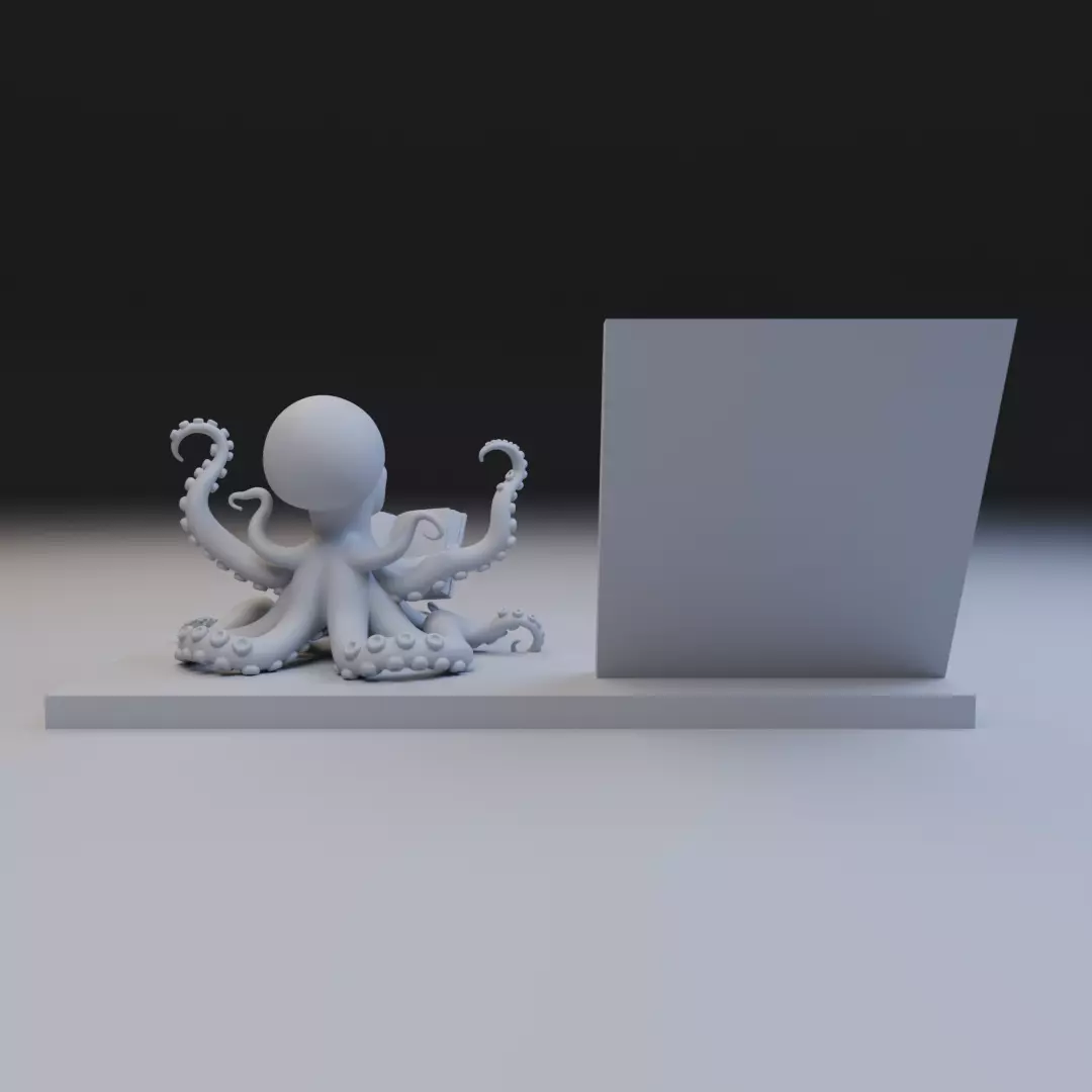 scholar octopus book stand 3D print model_4