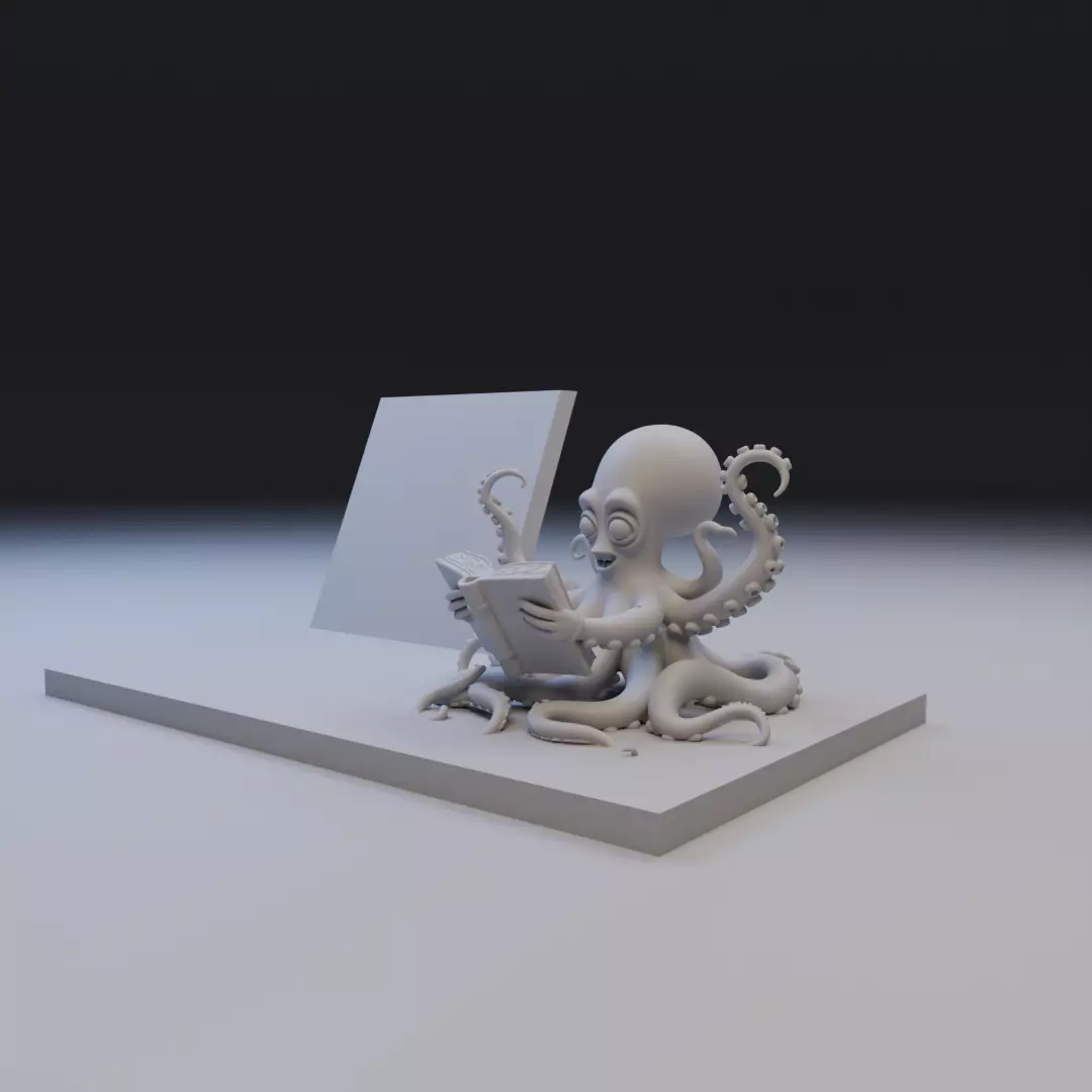 scholar octopus book stand 3D print model_12