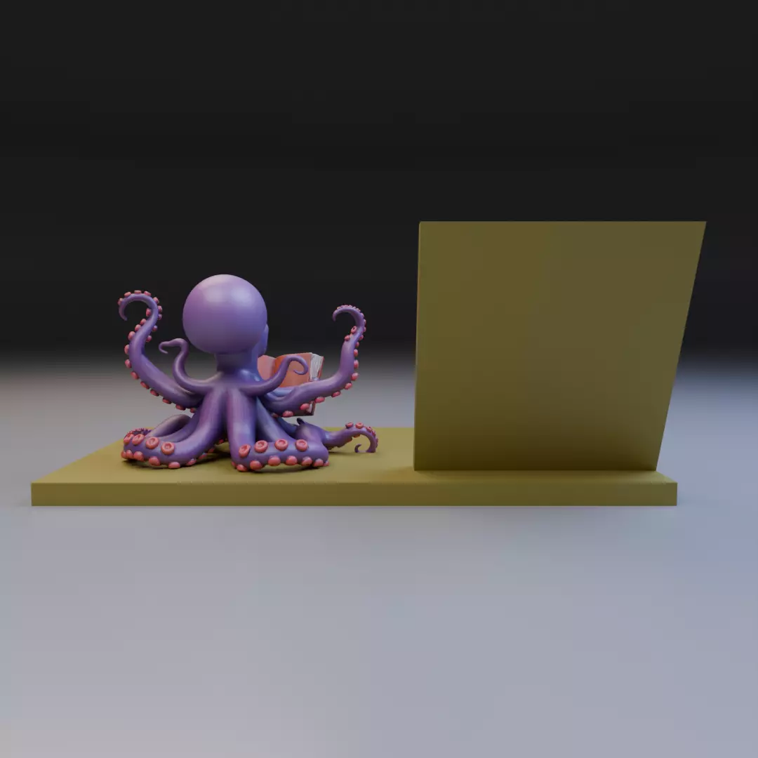 scholar octopus book stand 3D print model_3