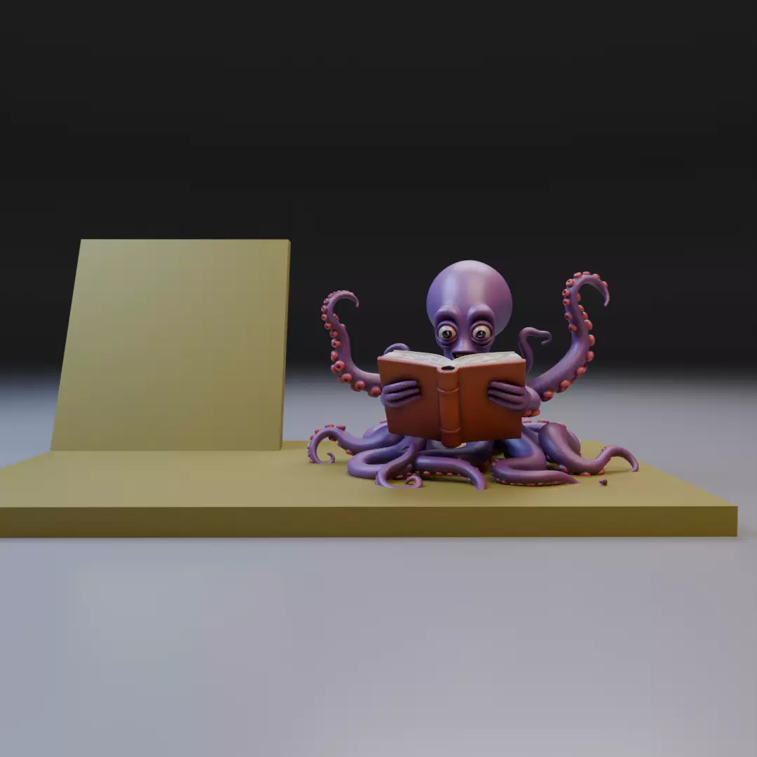 scholar octopus book stand 3D print model_1