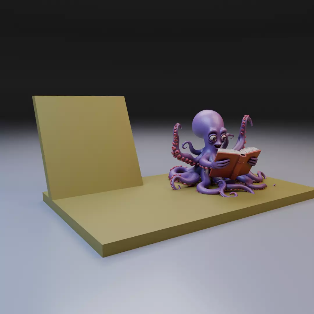 scholar octopus book stand 3D print model_13