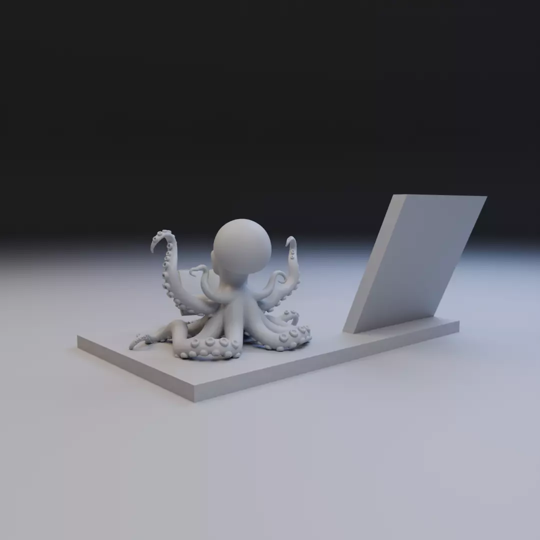 scholar octopus book stand 3D print model_10