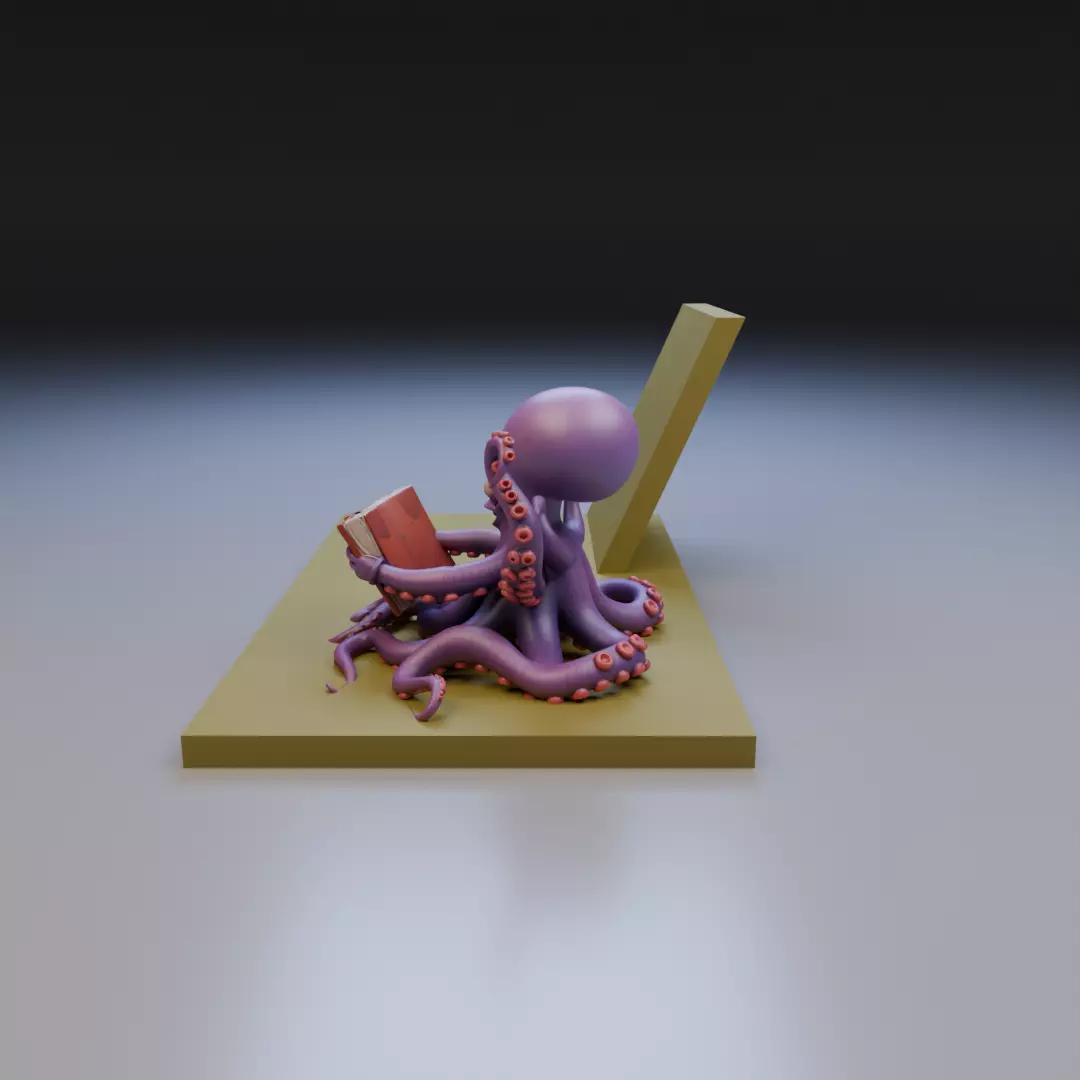 scholar octopus book stand 3D print model_15
