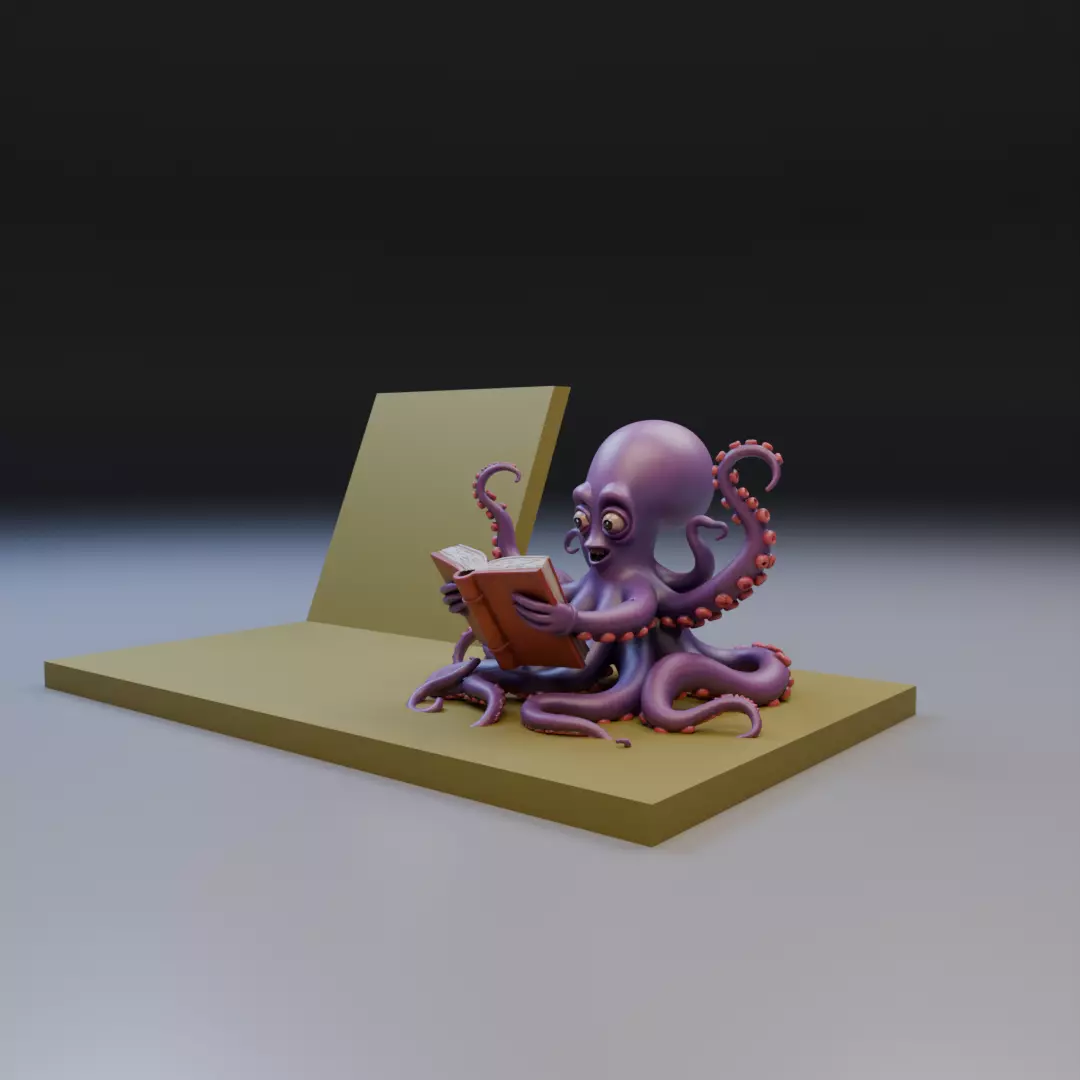 scholar octopus book stand 3D print model_11