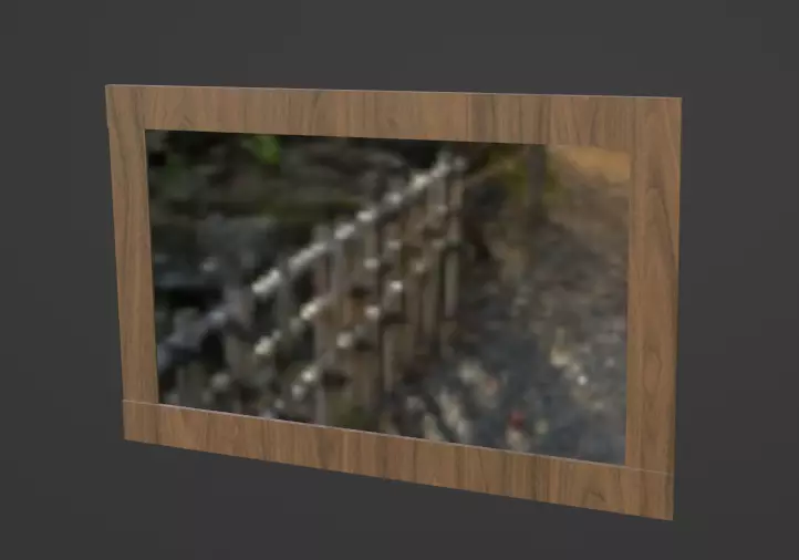 Mirror with Dark Frame Acacia 3D model_9