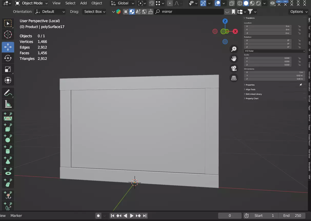 Mirror with Dark Frame Acacia 3D model_7