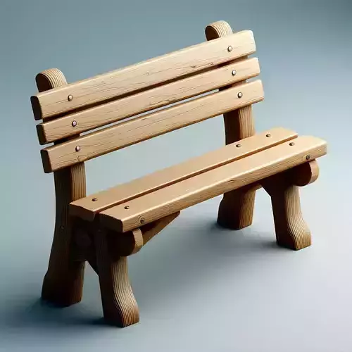 Stylized LowPoly Wooden Park Bench Low-poly 3D model