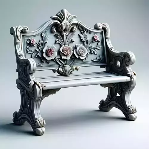Ornate Carved Rose Garden Bench