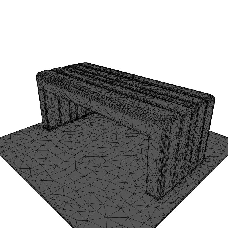 Simple Wooden Bench 3D Model Low-poly 3D model_1