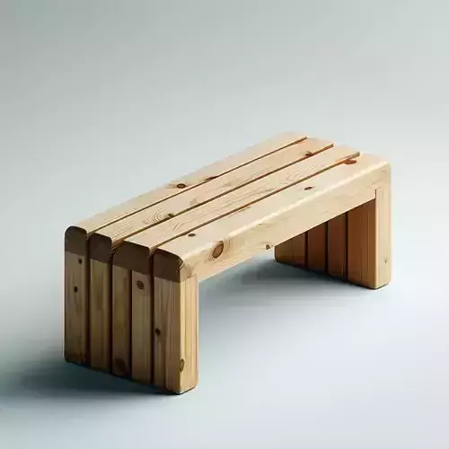 Simple Wooden Bench 3D Model Low-poly 3D model