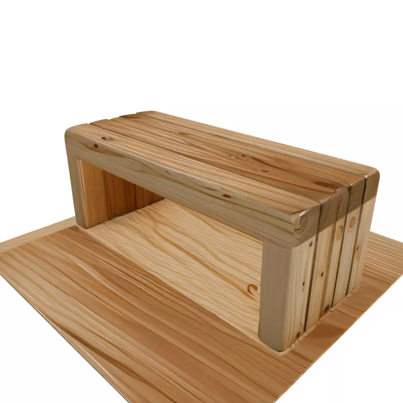 Simple Wooden Bench 3D Model Low-poly 3D model_3