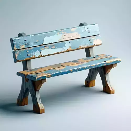 Weathered Wooden Park Bench 3D Model