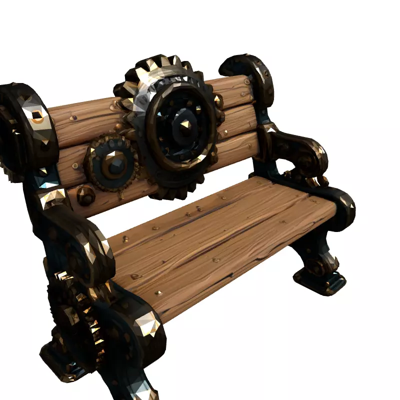 Steampunk Gear Bench 3D Model Low-poly 3D model_3