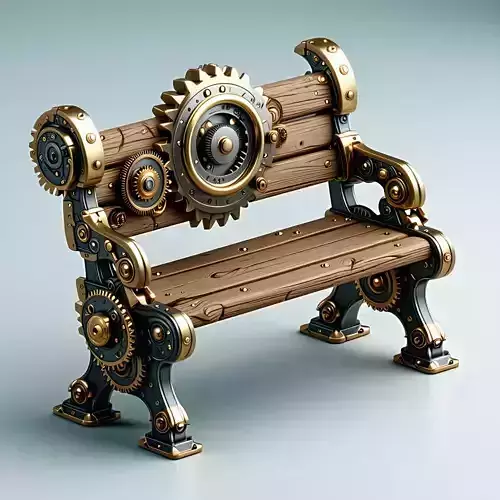Steampunk Gear Bench 3D Model Low-poly 3D model Steampunk Gear Bench 3D Model Low-poly 3D model