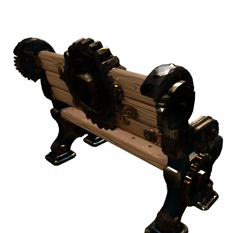 Steampunk Gear Bench 3D Model Low-poly 3D model_6