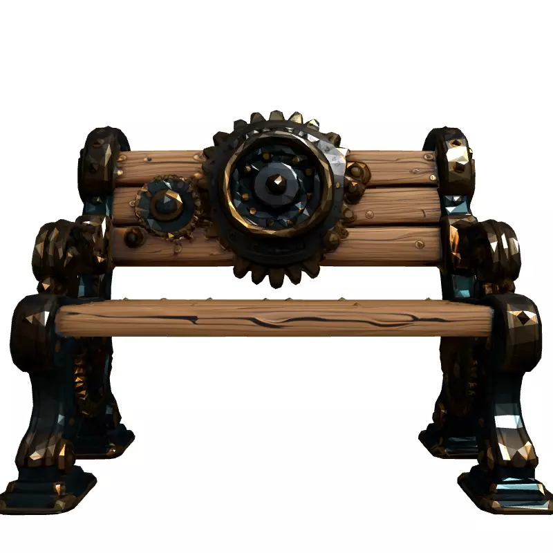 Steampunk Gear Bench 3D Model Low-poly 3D model_4