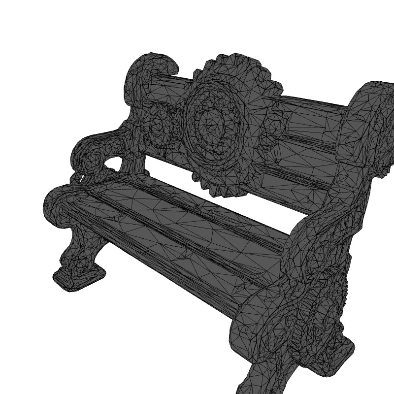 Steampunk Gear Bench 3D Model Low-poly 3D model_9