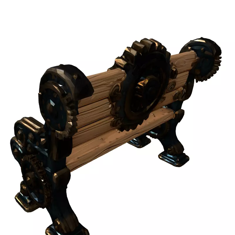 Steampunk Gear Bench 3D Model Low-poly 3D model_5