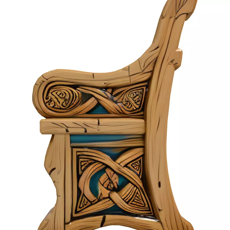 Stylized Wooden Bench Celtic Design Low-poly 3D model_4
