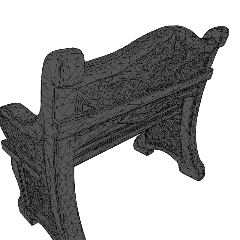 Stylized Wooden Bench Celtic Design Low-poly 3D model_9