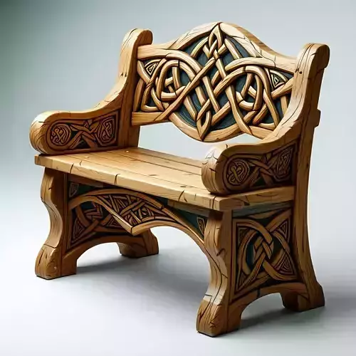 Stylized Wooden Bench Celtic Design