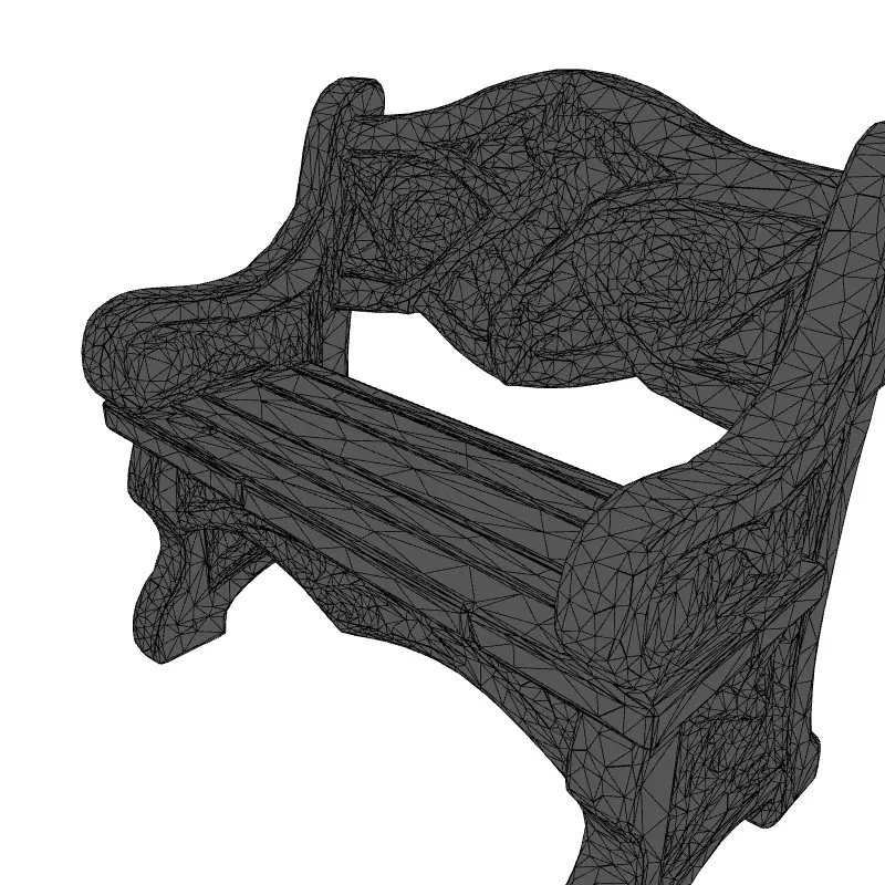 Stylized Wooden Bench Celtic Design Low-poly 3D model_1